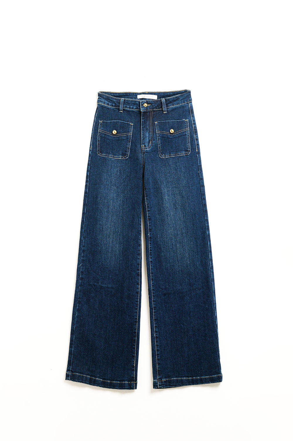 Straight Leg Jeans with Front Pockets and Button