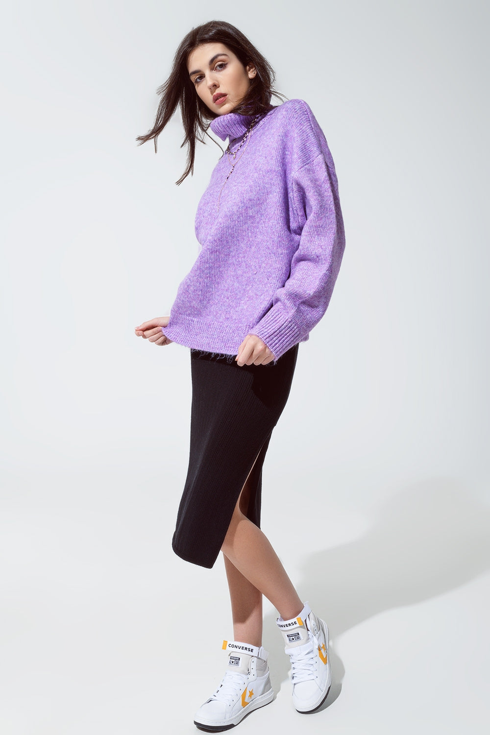 Sweater in Purple with a Turtleneck