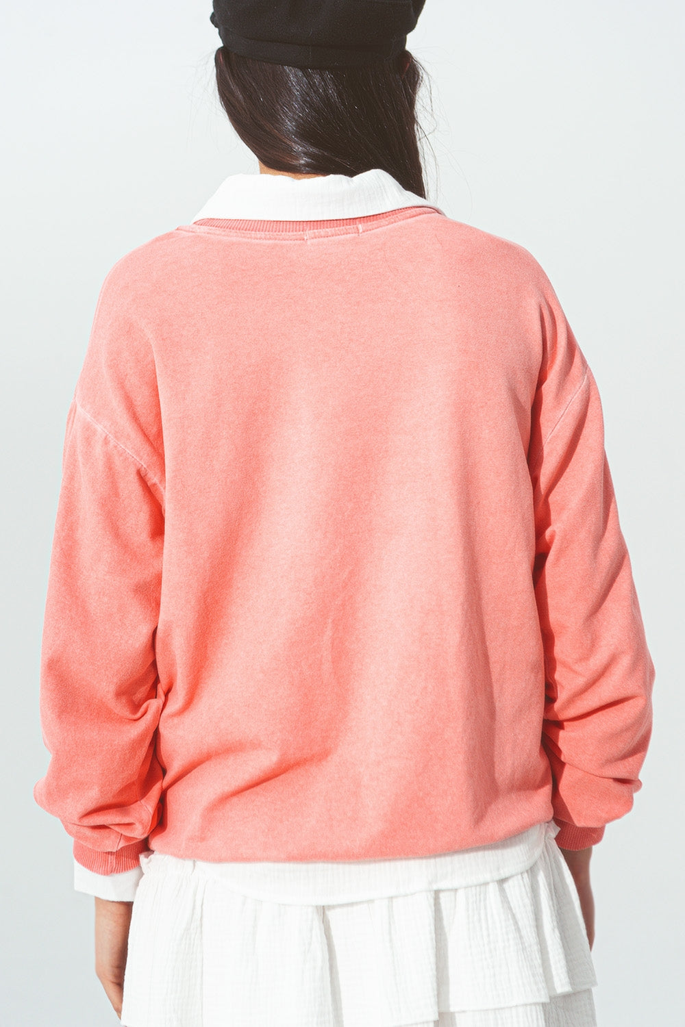 Sweatshirt with New York City Text in Coral