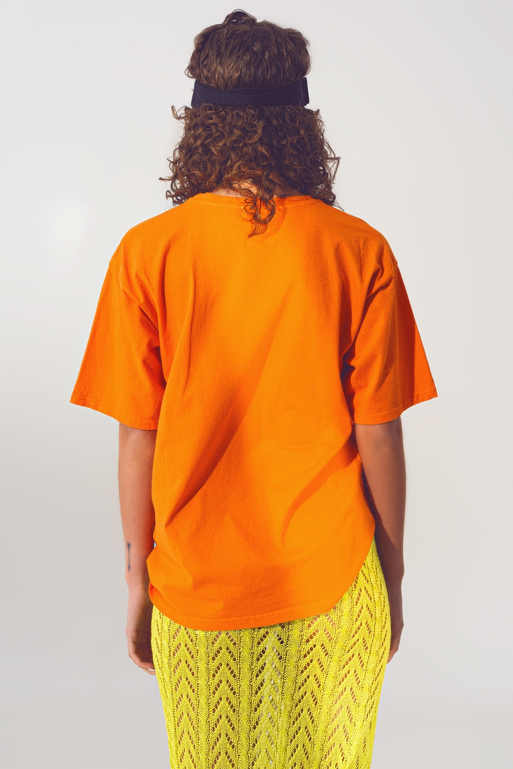 T-Shirt with Good Vibes Text in Orange