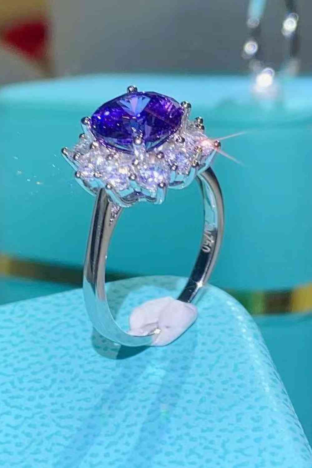 Hopeful Romance 2 Carat Blue Moissanite Ring