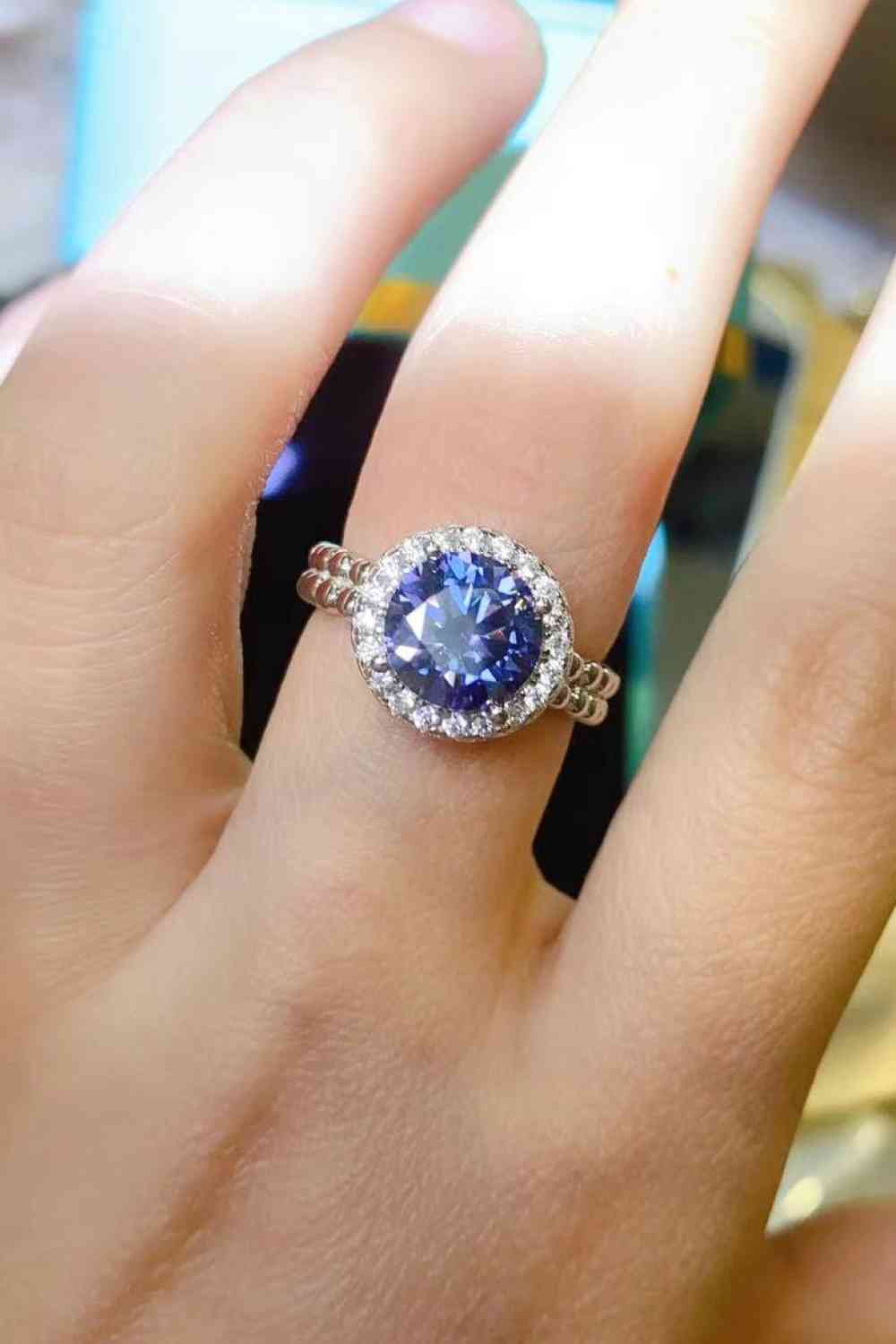 Twilight Enchantment 2 Carat Blue Moissanite Ring