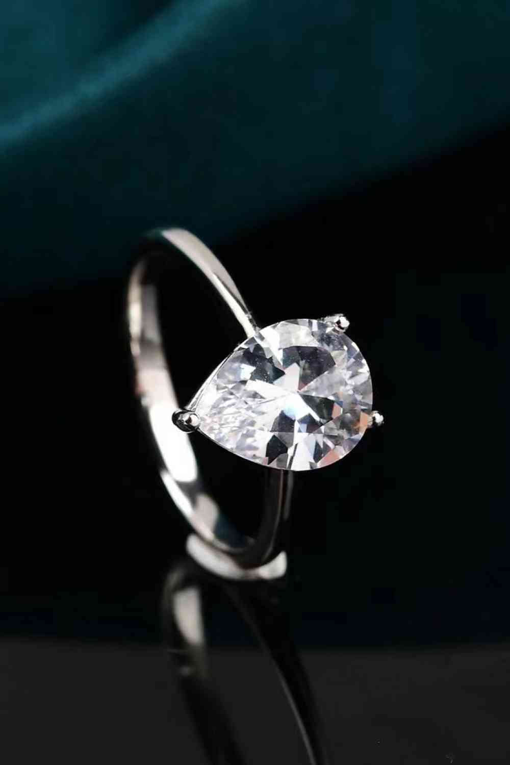 Classical Teardrop 2 Carat Moissanite Ring