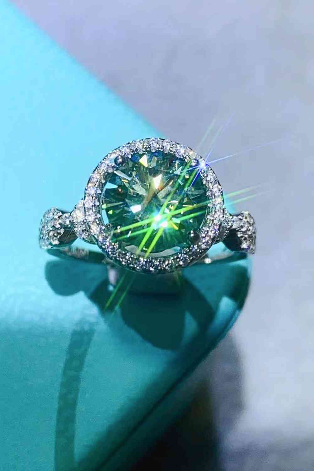 Misty Opulence 2 Carat Green Moissanite Ring