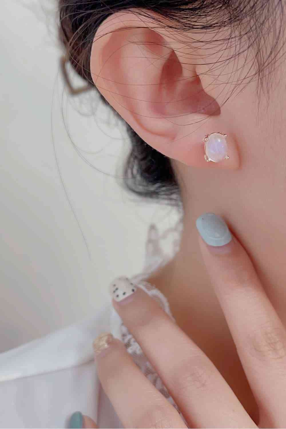 Serene Natural Moonstone Stud Earrings