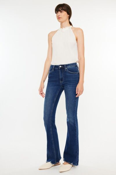 Kancan Cat's Whiskers Raw Hem Flare Jeans