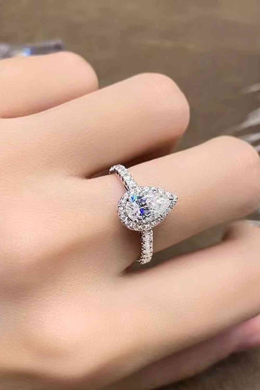 Teardrop Cluster 2 Carat Moissanite Ring