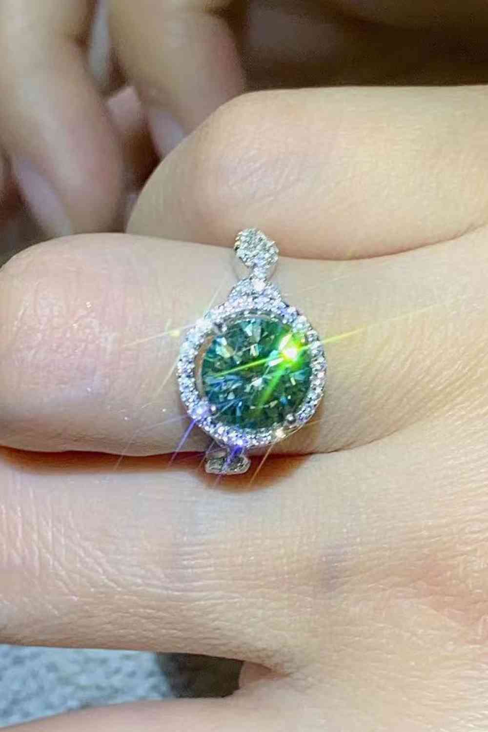 Misty Opulence 2 Carat Green Moissanite Ring