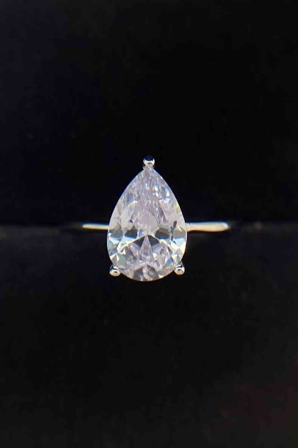 Classical Teardrop 2 Carat Moissanite Ring