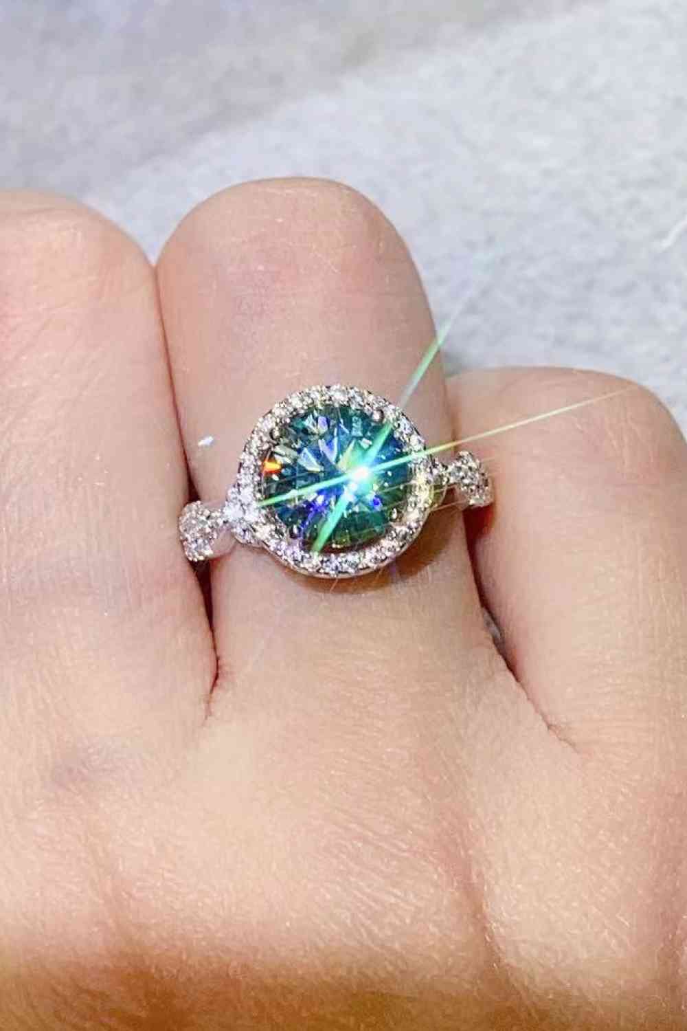 Misty Opulence 2 Carat Green Moissanite Ring