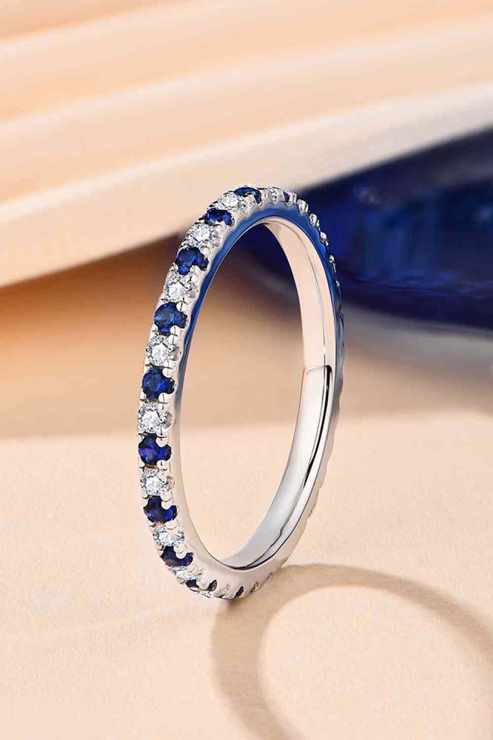 Elegant Moissanite Lab-Grown Sapphire Ring