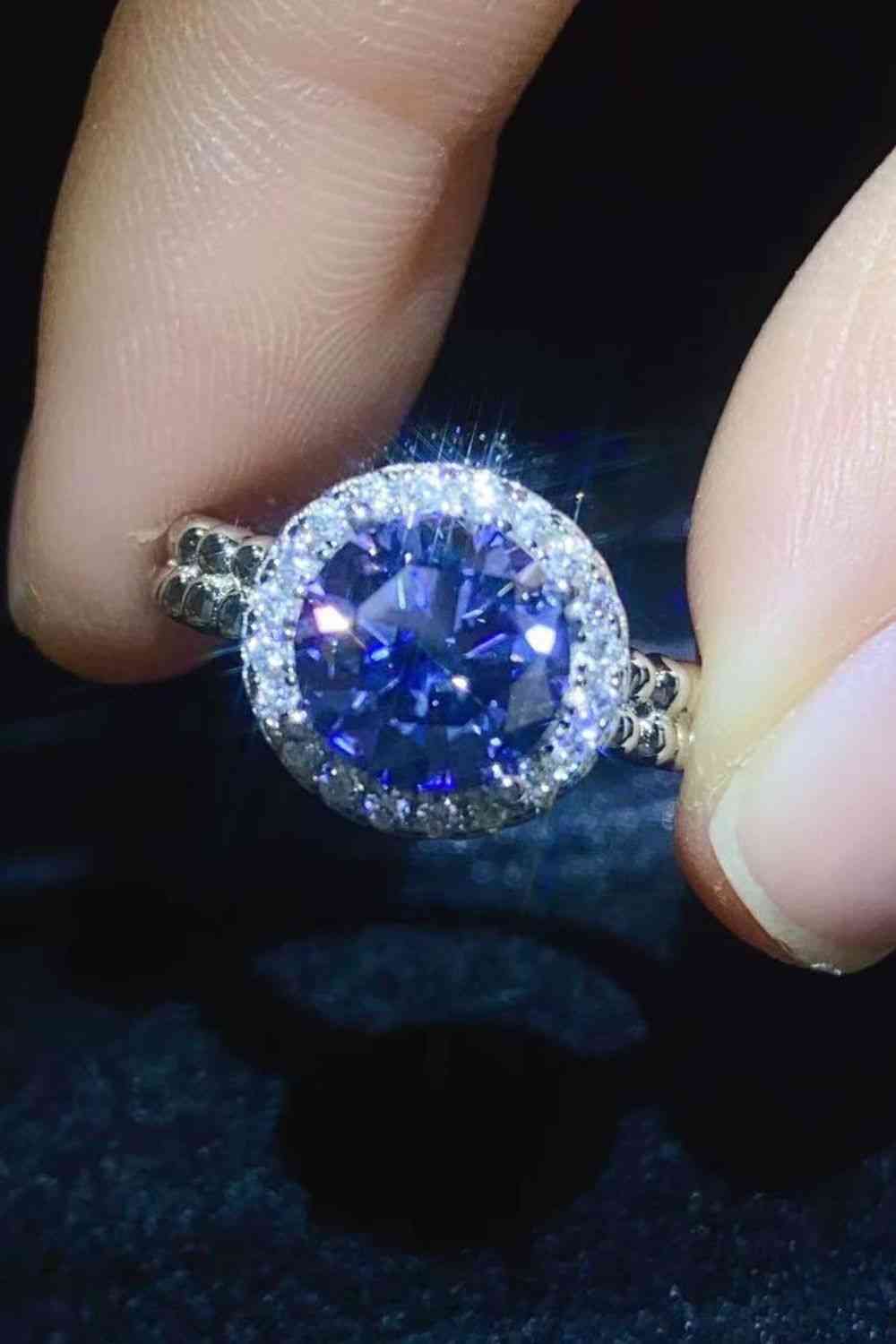 Twilight Enchantment 2 Carat Blue Moissanite Ring