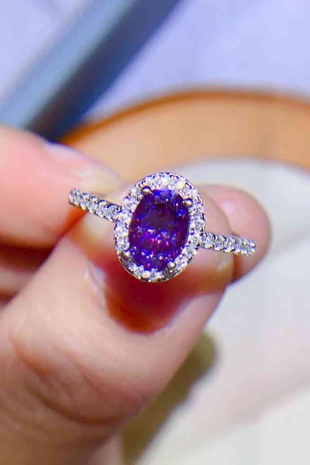 Effortless Elegance 1 Carat Purple Moissanite Ring