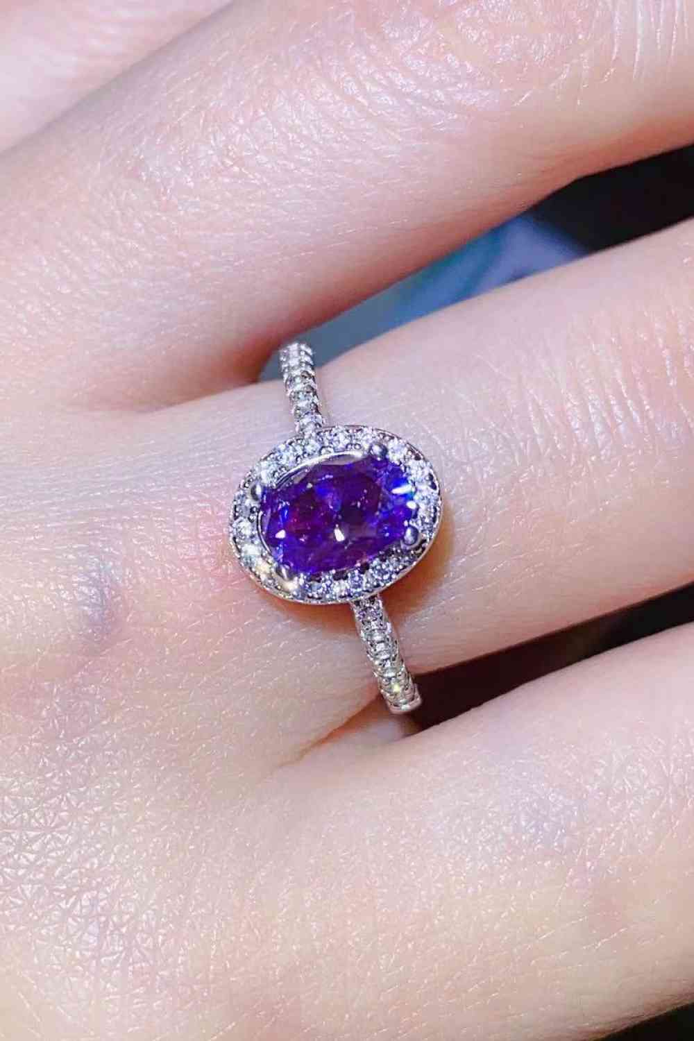 Effortless Elegance 1 Carat Purple Moissanite Ring