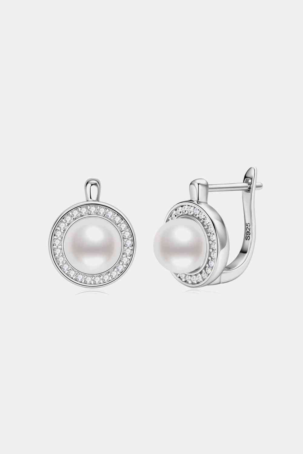 Radiant Moissanite and Pearl Earrings