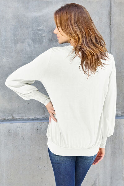 Basic Bae V-Neck Lantern Sleeve Top