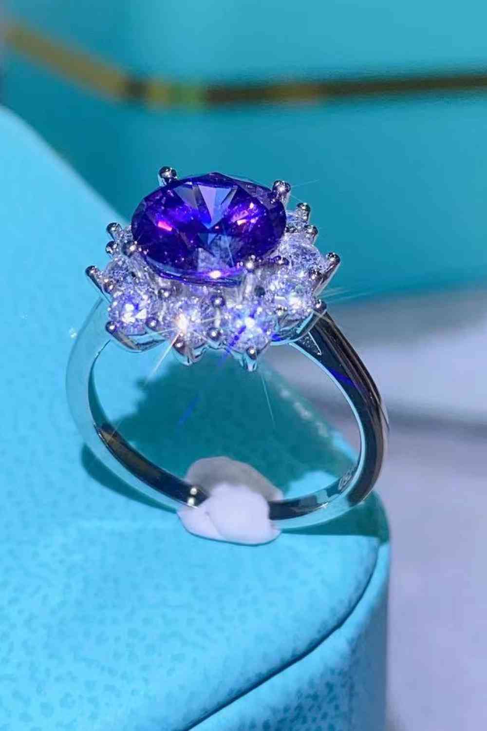 Hopeful Romance 2 Carat Blue Moissanite Ring