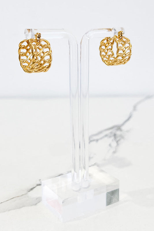 Gold Basketweave Hoop Earrings