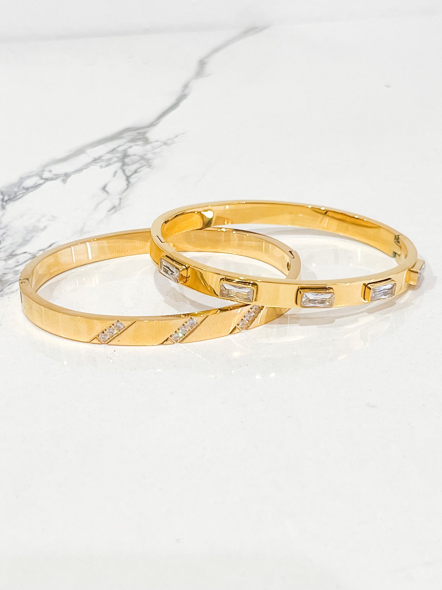 Gold CZ Bangle Bracelet