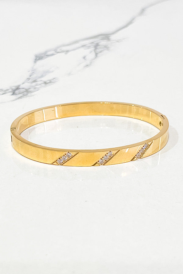 Gold CZ Bangle Bracelet