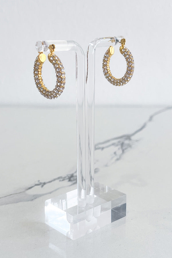 Gold Pave Hoop Earrings