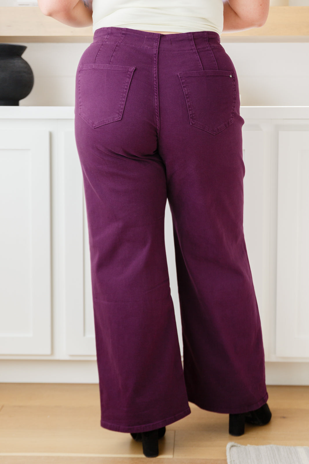 Petunia High Rise Wide Leg Jeans in Plum