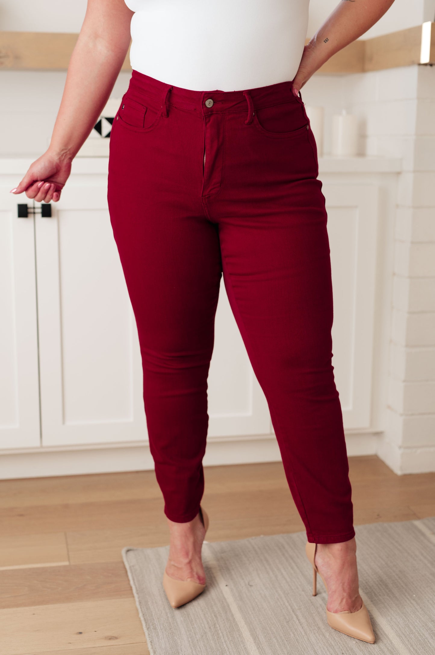 Wanda High Rise Control Top Skinny Jeans Scarlet