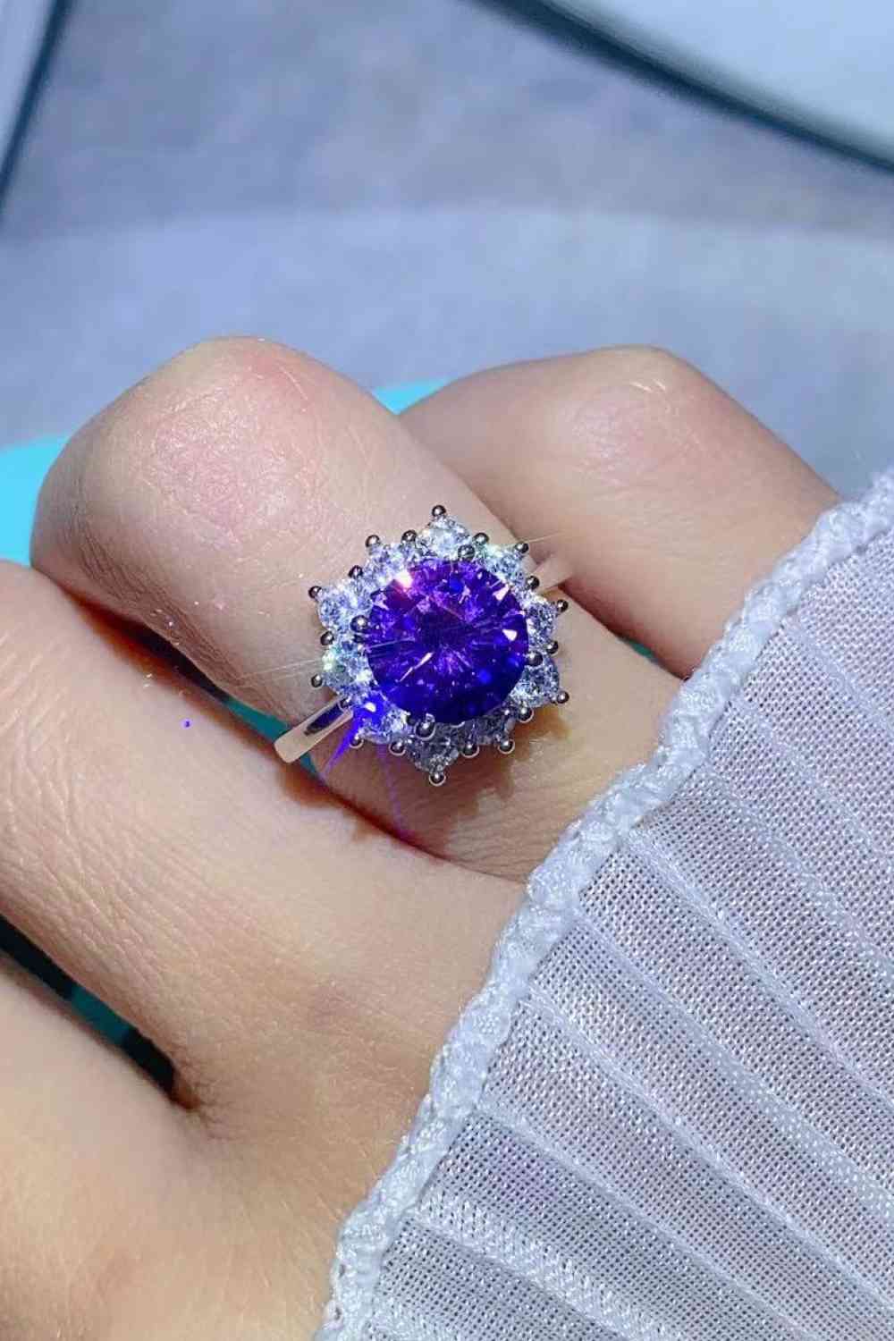 Hopeful Romance 2 Carat Blue Moissanite Ring