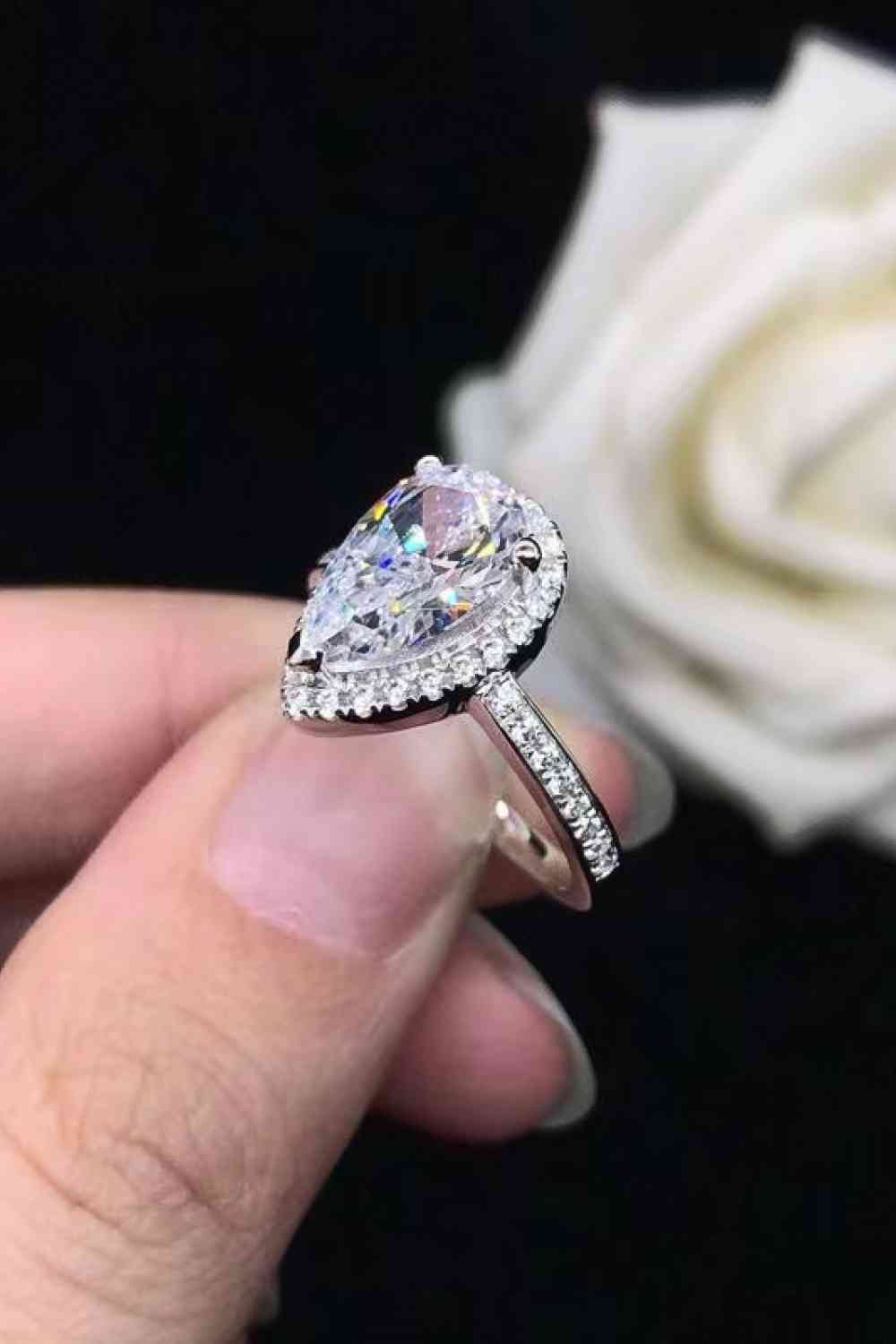 Teardrop Cluster 2 Carat Moissanite Ring