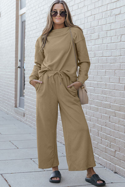 Double Take Textured Long Sleeve Set