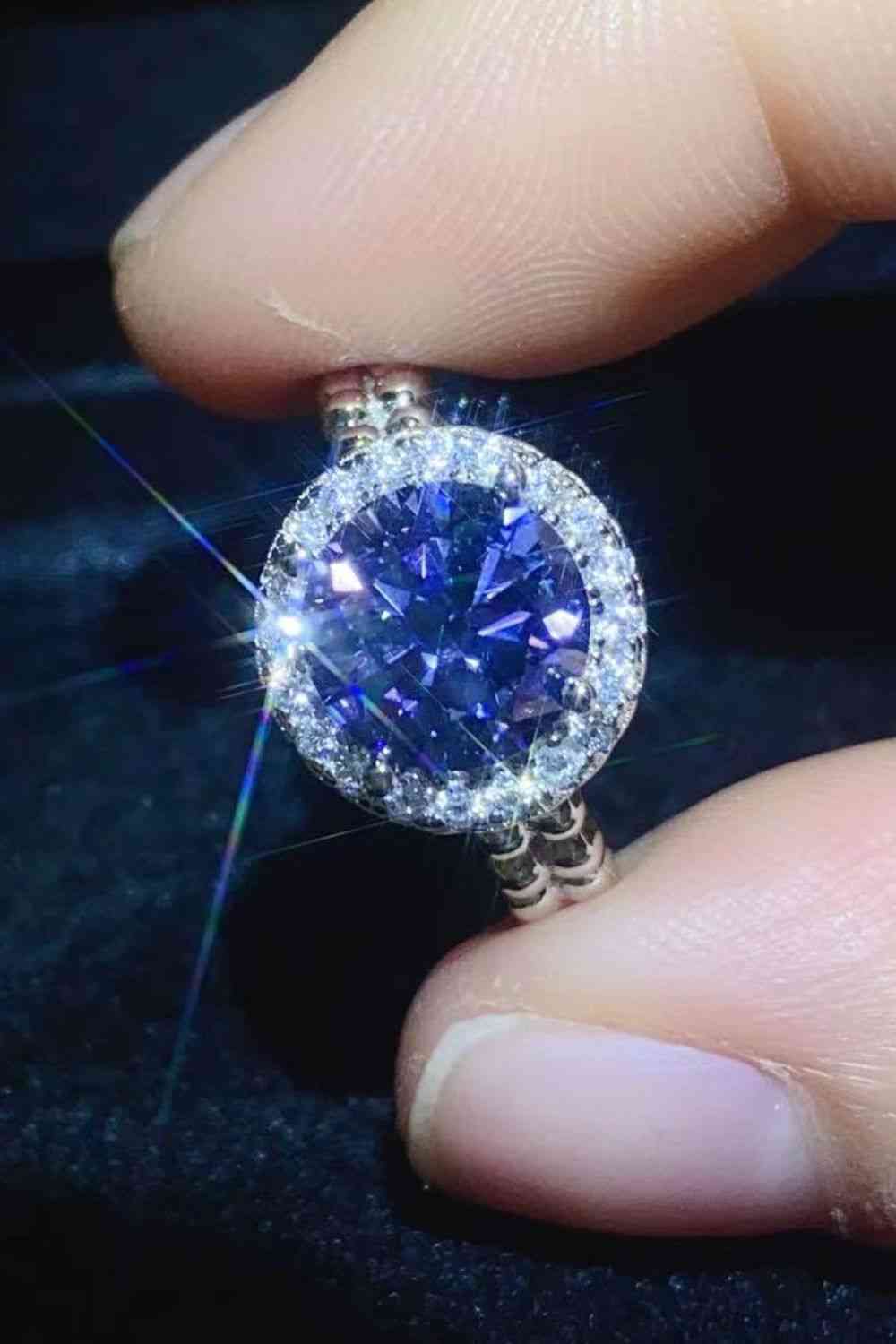 Twilight Enchantment 2 Carat Blue Moissanite Ring