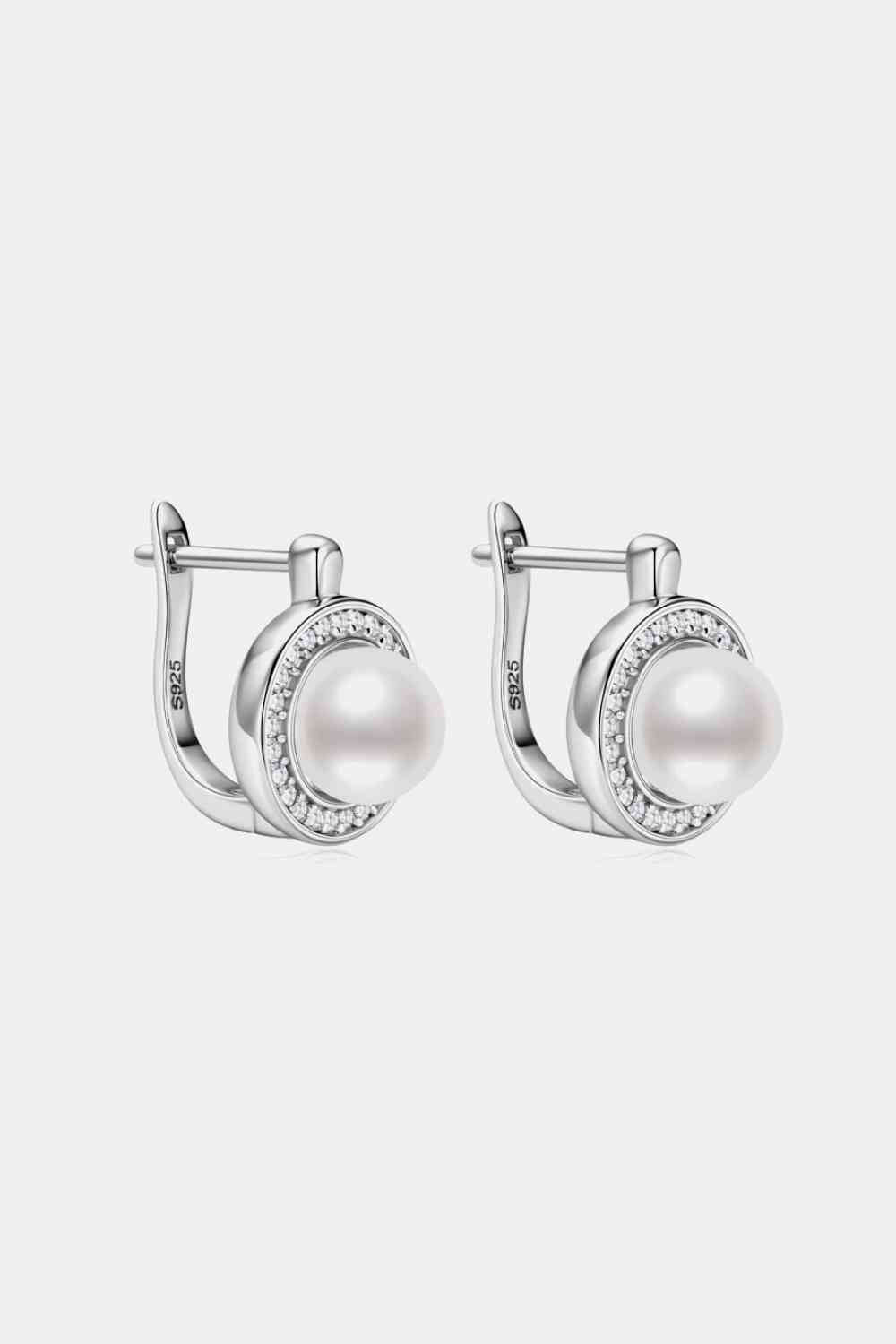 Radiant Moissanite and Pearl Earrings