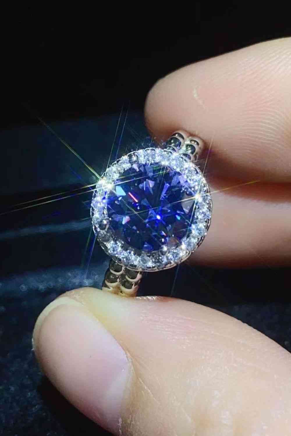 Twilight Enchantment 2 Carat Blue Moissanite Ring